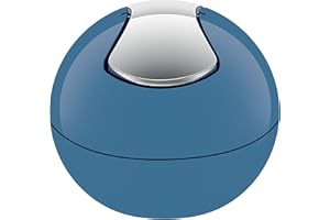 Spirella Cestino da Bagno, Contenitore per Cosmetici, 1 litro, Finitura Lucida o Opaca, con Coperchio Basculante, Cestino da Tavolo, Blu Denim