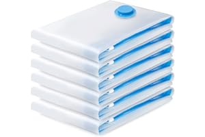 Vacwel Sacs de Rangement Sous Vide Aspirateur 6 Pièces 6 * 70x50cm Housse de Rangement Sac Vêtements Sous Vide Réutilisable pour Couettes, Draps, Oreillers, Couvertures, Rideaux