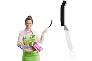 Cleangor Cepillo de Limpieza de Grietas, Cepillo de Cerdas Duras para Baño y Azulejos, Cepillo de Limpieza Ergonómico con Cabezal Angulado a 15°, Ideal para Duchas, Cocinas e Aseos (1, Blanco)
