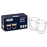 De'Longhi Juego de 2 vasos de Vidrio templado de espresso DLSC310 de doble pared, 2 piezas (paquete de 1)
