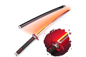 Demon Slayer - Schwert, Lichtschwert, Laserschwert, Lightsaber, Katana LED, Samurai Sword mit LED Klinge mit Scheide, Animefans, Anime Cosplays, für Erwachsene und Kinder (Tanjiro Kamado Fire Breath)