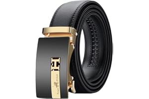 Oyifan Black Belt Men, Genuine Leather Dress Designer Belts for men, Fashion Slide Ratchet Click Casual Mens Belt for Jeans
