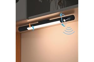 CUNSIEUN Lampe de Placard, Reglette LED Cuisine，38 CM LED Lampe d'intérieur avec Détecteur de Mouvement，Lampe LED Rechargeable de 1200 mAh pour Comptoir, Placard, Armoire, Escalier (Noir, 1 Pièce)