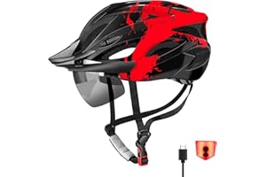 RaMokey Casco da Bicicletta con LED Luce per Uomo e Donna, Ultraleggero Casco Bici con Magnetica Visiera Ideale per Giovani e Adulto, Bici da Corsa per Corsa MTB Ciclismo 57-62cm