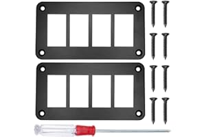 DAOKAI Rocker Switch Panel 4 Way Panel Housing Holder,4 Gang Black Waterproof Anodized Aluminium Switch Shell Bracket with Screws for Car Boat Truck RV(2pcs)