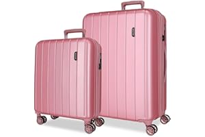 MOVOM Wood, Maleta de Cabina, Equipaje, Interior con Dos Compartimentos, Fabricada en ABS Material Resistente y Ligero, 4 Ruedas giratoriasCierre de combinación Lateral, De Joumma Bags