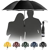 Chakipee Paraguas Plegable Antiviento Hombres y Mujers con Tiras Reflectantes - Paraguas invertido resistente al viento, Para