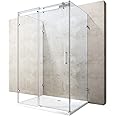 Durovin Bathrooms 1200 x 900mm U Shape Rectangular Framless Shower Enclosure with Anti-Slip Acrylic Tray - Sliding Door & 2X Side Screen - 8mm Safety Clear Glass
