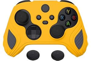 PlayVital Scorpion Edition dwukolorowe, antypoślizgowe silikonowe etui na kontroler Xbox Series X/S, miękkie, gumowe etui na kontroler Xbox Core z nasadkami na kciuk, żółte i grafitowo-szare