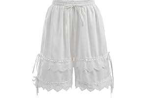 Fiamll Bloomers Short de pyjama pour femme avec volants Style victorien Blanc