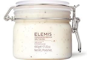 Elemis Frangipani Monoi Salt Glow Body Scrub, Skin Softening Salt Scrub to Exfoliate, Smooth and Soften, Lightly Scented Exfoliating Scrub Infused with Minerals to Cleanse and Hydrate Skin, 490 ml