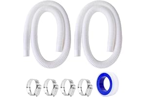 MPLEHDA Tuyau de Rechange pour Piscine, Lot de 2 Tuyau Piscine 32mm, Tuyaux de Rechange pour Piscine 1M de Long, Remplacement de Piscine avec 4 Colliers de Serrage en Métal