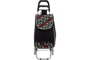 LIZZIE JACOBS Lekki wózek na zakupy na 2 kółkach, wytrzymały, składany, modny, składany, do pchania / ciągnięcia, do łatwego przechowywania (modny, z prostym uchwytem)