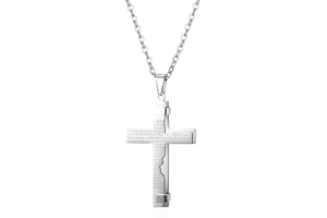 JewelryWe - Collana con Pendente Preghiere Promessa Bibbia Inglese in Acciaio Inossidabile Collana Cristiana