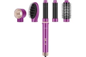 ‎PARWIN PRO BEAUTY 5 IN 1 MaxAIR Styler, PARWIN PRO BEAUTY Haartrockner Warmluftbürste Set, Rundbürstenföhn, Lockenstab, 5 Aufsätze, Trocknen, Glätten, Volumen, Locken, Ionen Pflege, Hochtouriger Motor, Rot (Punk-Stil)