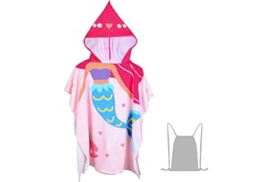 JORAKI Serviette de Bain Enfant, Serviette de Plage Enfant Poncho de Bain à Capuche Super Doux Cape de Bain Peignoir pour Filles Garçons 6-14 Ans