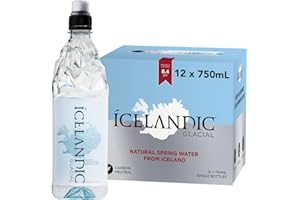 Icelandic Glacial Eau Premium Plate 750ml Bouteilles en PET Recyclé x 12 Par Pack – Alcaline/Bas pH, Sans BPA, Neutre en Carbone de la Source Islandaise. Faible Teneur en TDS et Minéraux.