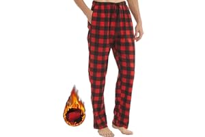LANBAOSI Lot de 1-2 Bas de Pyjama Homme Automne/Hiver à Carreaux Classique Vêtements de Nuit Chaud Long Pantalon Pyjama Homme avec Poches