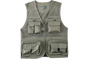 HZQIFEI Uomo Gilet da Pesca Multitasche Giubbino da Lavoro Smanicato Traspirante Outdoor Vest JRC Safari Giacche Gilet MJ08