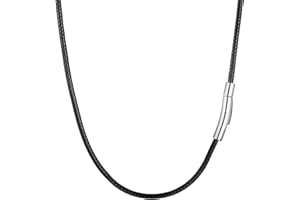 RWQIAN Cordon Collier pour Pendentif,Homme Chaine en Cuir de Simili avec Fermoir en Acier,Corde Tressé Collier Noir/Brun Longuer 18-30"(46-76cm)