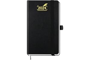 BEZEND Taschenkalender 2024 Klein Hardcover [Schwarz] Terminplaner 2024 A6 mit Stifthalter | Mini-Buchkalender 1 Woche 2 Seiten