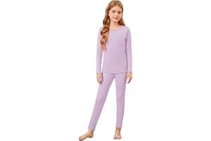 Arshiner Girls Pyjama Sets Children's Thermal Underwear Set Fleece Leggins Long Sleeve Tops Kids Winter Base Layer 5-12 Years