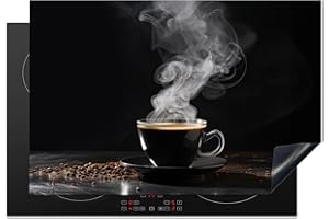KitchenYeah© Copri Piano Cottura 77x51 cm Coprifornelli Tappetino per Induzione Fornello Tutto per la Cucina Chicchi di caffè - Nero - Caffè