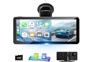 HOTPEAK 6.86" Wireless Carplay and Android Auto, 2.5K Front Camera Touch Screen, Portable Car Play Map Navigation with Mirror Link/Siri/FM/Bluetooth 5.0/DVR Loop Recording, for Different Cars