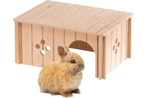 Ferplast Maison Lapin, Accessoire pour Cage Lapin, avec Toit Plat et Trous d'Aération, en Kit de Montage, 33 x 23,6 x h 16 cm, SIN 4646 Niche Maison en Bois pour Lapins, Lapin Nain