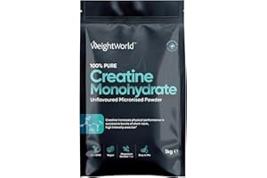 WEIGHTWORLD Creatine Monohydrate Powder 1kg - 330 Servings - Pure Micronised Creatine Powder - 10+ Months Supply - Unflavoured, Vegan-Friendly, & Easy to Mix - Scoop Included - for Both Men & Women