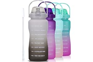 VENNERLI Drinking Water Bottle with Straw & Motivational Time Marker 2.2L BPA Free Leak proof Free Non-Toxic for Fitness,Gym and Outdoor Activity Sports Bottle 64oz Gradual White