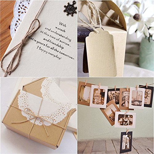 Holzwäscheklammer 100 Stück Mini Clip Wäscheklammer Klammern Für Fotos Kleiderroller und Pinnwandzettel mit 100M Jute Twine - 7