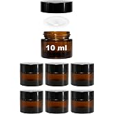 Afracam Mini Amber Cam Kavanoz, 10 ml Hacimli, Sızdırmaz Kapaklı, Krem ve Kozmetik Saklama Kutusu, Lip Balm 6 Adet