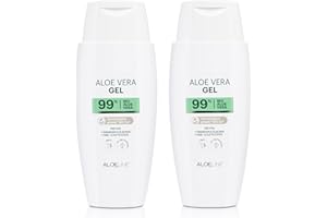 ‎ALOE LINE Bio Aloe Vera Gel 99% - Feuchtigkeitspflege für Haut & Haar - ohne Duft- & Farbstoffe - vegan - lindert Hautbeschwerden & regeneriert die Haut (2x 150 ml)