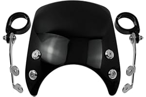 HDBUBALUS Motorcycle Windshield Universal Windscreen with 1.57" Fork Mount for 5.9" Round Headlight Compatible with Harley XL 883 1200 Sportster 2004-2019 Black