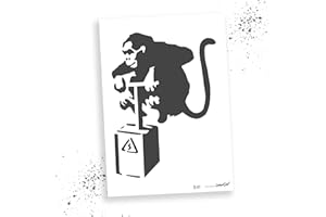 LaserCad Pochoirs BANKSY Streetart (B41, Monkey Detonator, DIN A5) Pochoir pour aérographe, graffiti, art, décoration