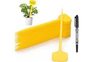 KINGLAKE 50 piezas 28.5cm etiquetas de plástico para plantas de exterior de altura etiquetas para huertos, amarillo