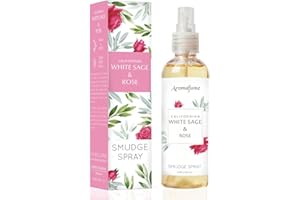 White Sage & Rose Smudge Spray by Aromafume | 100ml/3.3 oz | Sage Spray for Cleansing Negative Energy & Protection | Non-Toxic | Room Spray for Spiritual Cleansing, Smokeless Sage Smudging