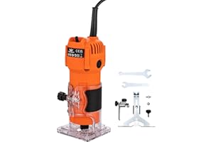 TOPWAY Fresadora Eléctrica de Mano para Madera 500W, Compacta con 2 Portabrocas de 1/4" y 6mm, Base Recortadora para Carpintería DIY (Económica) 100636
