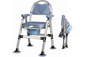 ‎CYHWQ Toilettenstuhl für Senioren,Tragbar duschrollstuhl höhenverstellbar, WC Stuhl mit gepolsterter Sitzplatte und Toiletteneimer, Duschstuhl Klappbarer Stabil,Tragfähigkeit 200kg (CY-KJ6201)