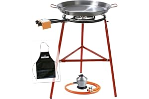 BRICOLEMAR Kit réchaud 40 cm Garcima + poêle à paella 42 cm + support renforcé + régulateur et tuyau Kabra (tablier gratuit)