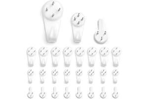 YISCOKO Picture Hooks Non-Trace Wall Hooks, Picture Hanging Hooks, Frame Hanger Hook, for Hanging Paintings Photos Mirror (24Pcs-Three Sizes)