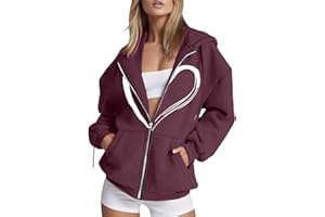 MANMANING Donna Felpa con Cappuccio Zip Moda Maglia Manica Lunga Morbide Maglione Curvy Giacca con Tasche Invernale Stampa Hoodie Sweatshirt Felpata Felpa con Cappuccio Cotone Felpe Elegante Leggero Cappotto
