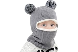 Masyrt Barn Stickad Mössa Scarf Set, Fleece Fodrad Varm Luva med öronlapp