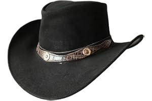 BRANDSLOCK Leather Cowboy Hat for Men Women Lightweight Handcrafted Western Shapeable Wide Brim Durable Cowgirl Outback Hat
