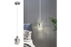 SXTIGER Nowoczesna kryształowa lampa wisząca, 3 kolory kryształowa lampa wisząca, regulowana srebrna chromowana lampa sufitowa, do kuchni, sypialni, jadalni (srebrny)