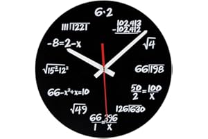 Timelike, orologio da parete moderno, design unico, matematica, equazione, ogni ora è caratterizzata da una equazione matematica, Nero