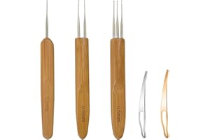 YTBYT 5 Pièces Dreadlock Crochet Outil, Tresse Cheveux Dreadlocks Aiguilles à Tissage Crochet pour Braid Craft (0.5mm)
