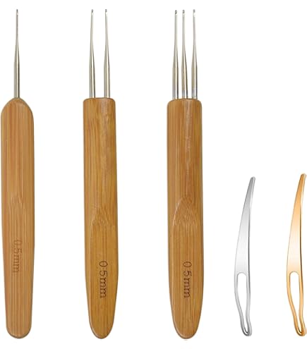 Set Di 9 Uncinetti Per Dreadlock In Bambù E Acciaio – Misure 0.5, 0.75, 1mm Per Trecce E Extension