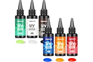 LIGHTWISH Resina UV colorata, kit in resina UV a 6 colori, resina epossidica ad asciugatura rapida, per artigianato, gioielli, colata e rivestimento, fai da te (50 g)